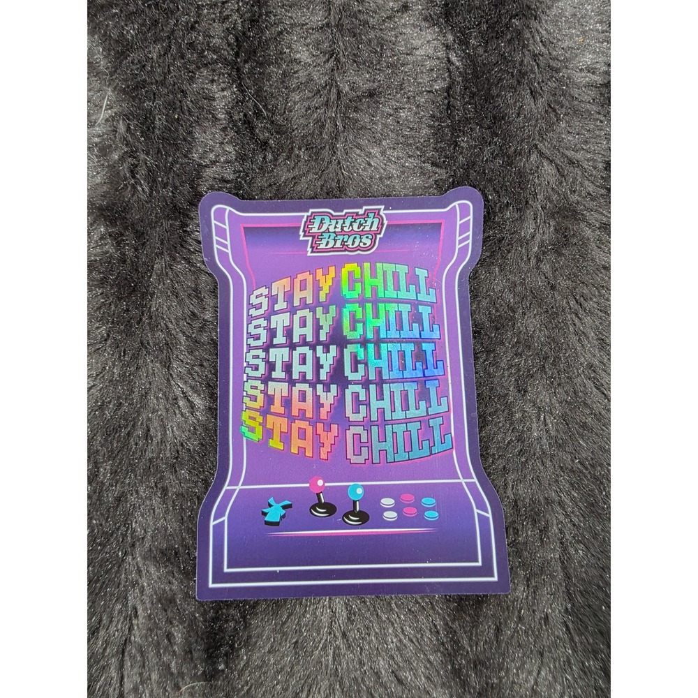 Dutch Bros Coffee Stay Chill Arcade Cabinet Holographic Sticker Retro Decal